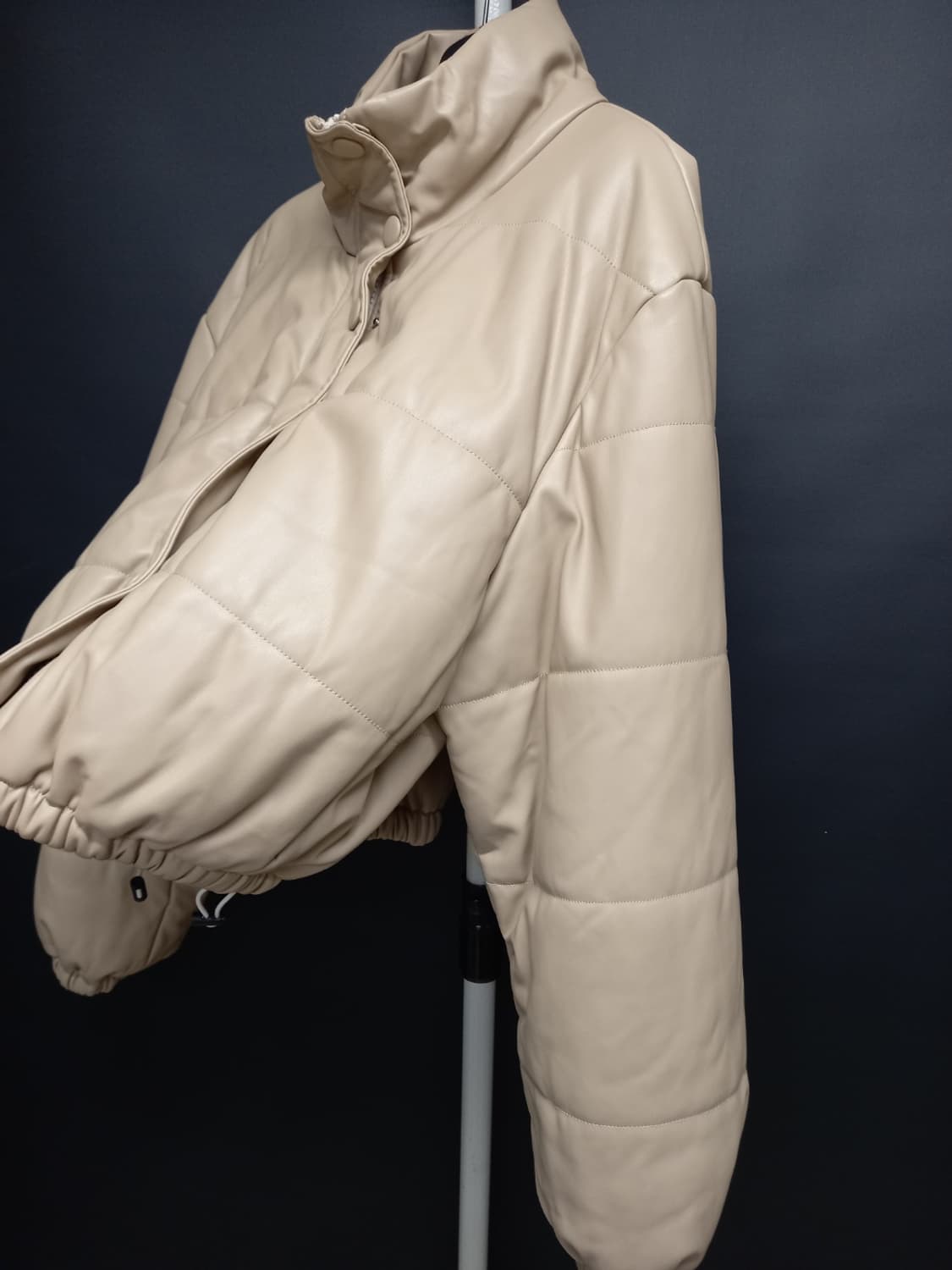 새 JS NEWYORK 페이크 레더 숏 패딩 F 33-66 상품이미지5