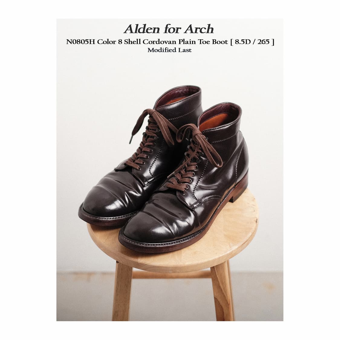 알든 모디파이드 라스트 버건디 코도반 플레인토 부츠 8.5D 사이즈 상품이미지1