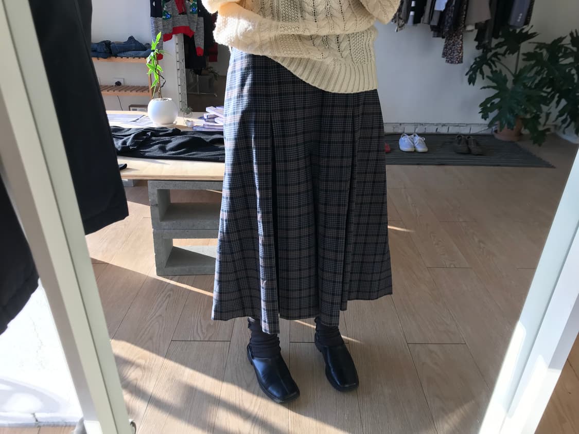 vintage check skirt pants  상품이미지1