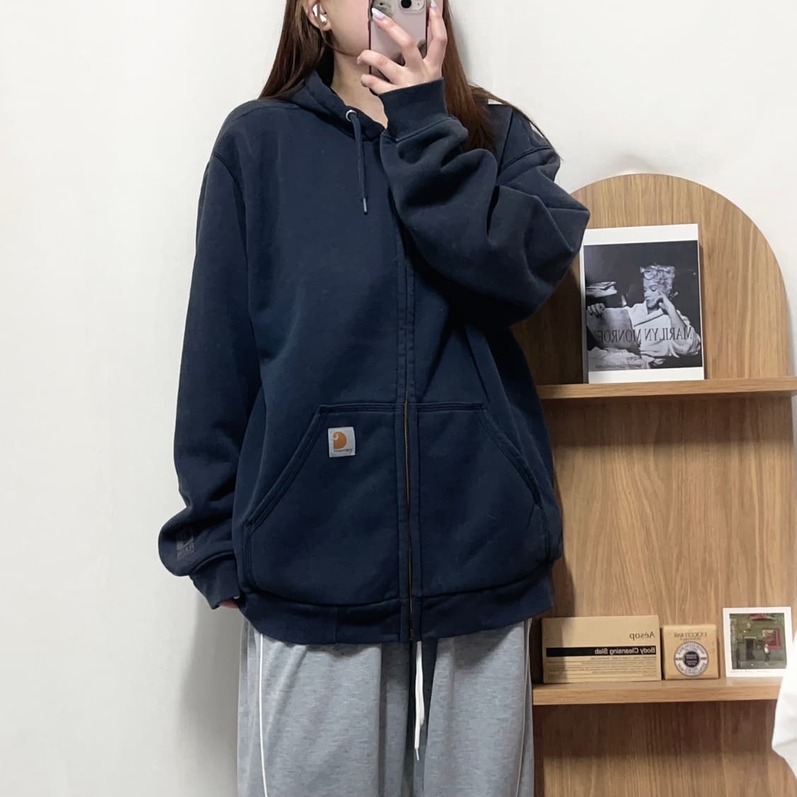 [정품] 칼하트 네이비 써멀 후드집업 [ M ] 상품이미지3