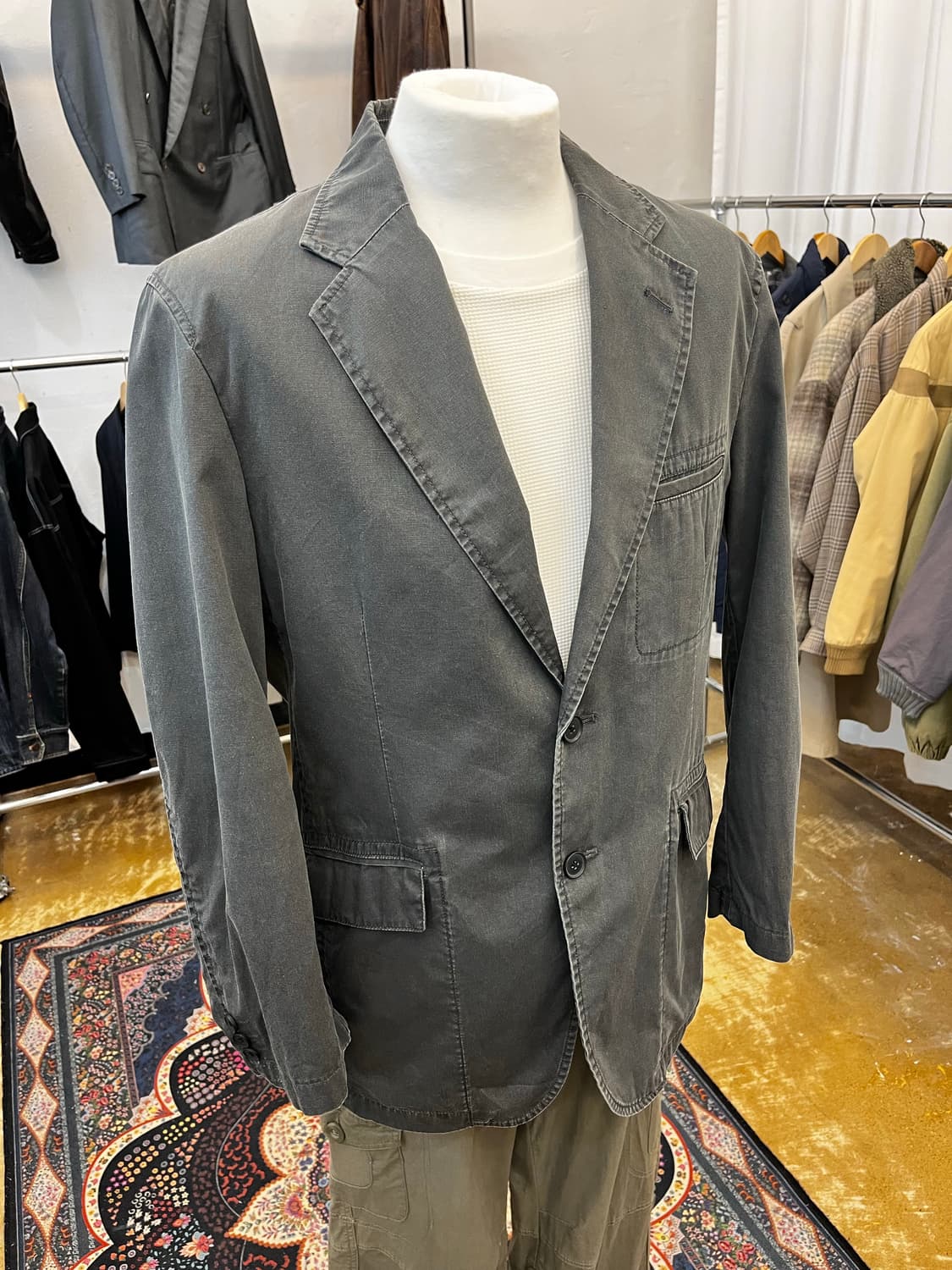 British Khaki 코튼 블레이저 그레이 상품이미지1