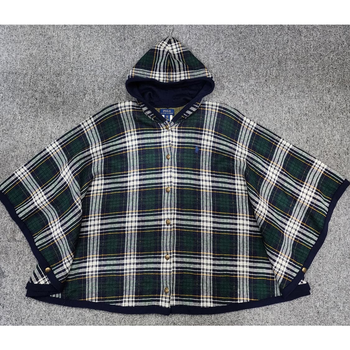 폴로 랄프로렌 플래드 울 블렌드 타탄체크 후드 판초 걸스 S 상품이미지1