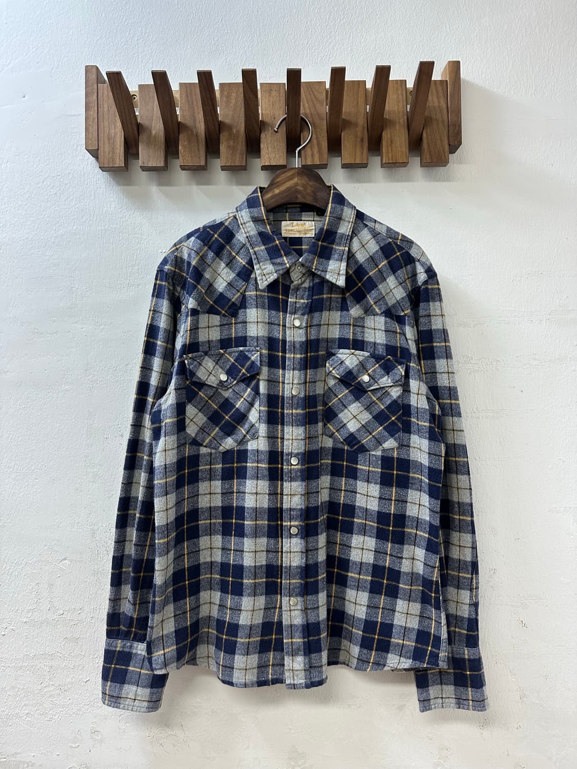 Jpn Lee Sportswear 네이비 체크 플란넬 웨스턴 셔츠 상품이미지1