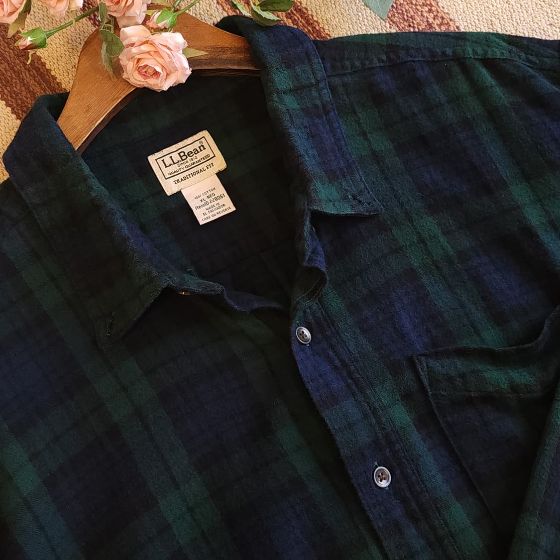 90s 엘엘빈 체크셔츠 플란넬 셔츠 헤비코튼 워크셔츠 블랙워치 패턴 xl 상품이미지10