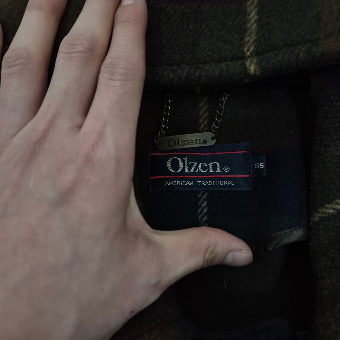 올젠 남성 클래식 체크 울 후드 코트 M(95) 상품이미지4