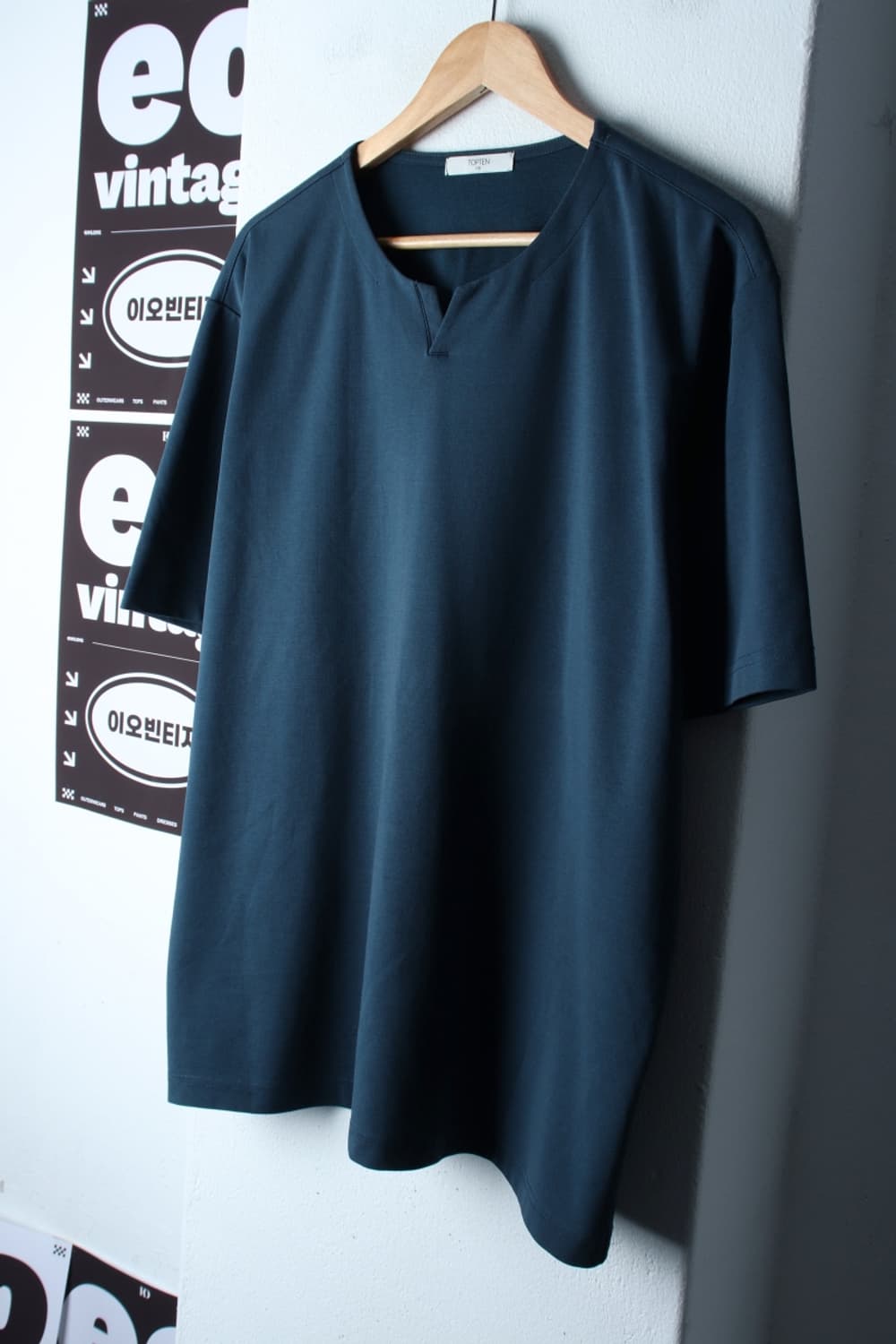 (2XL) 탑텐 반팔 티셔츠 빅사이즈 브이넥 블루-H32410 상품이미지1