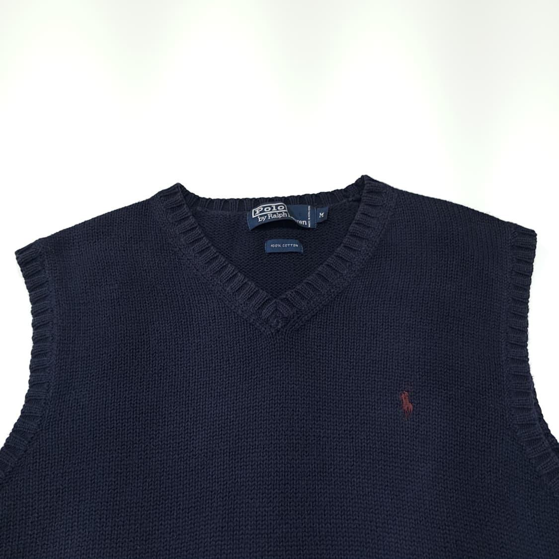 CL846 M 폴로 90s 홍콩판 브이넥 다크네이비 니트 조끼 베스트 상품이미지2