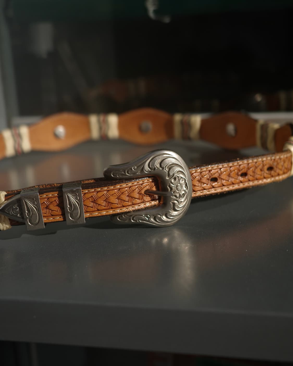 빈티지 휩 브레이드 웨스턴 툴링 벨트 상품이미지3