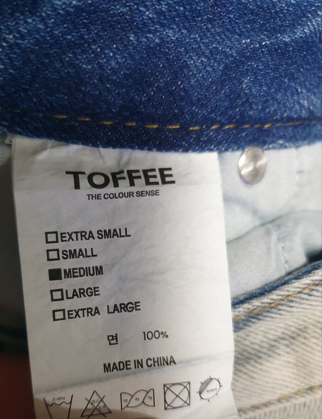 (새상품) 토피 빈티지  워싱 세미와이드 데님팬츠 연청 (M) 상품이미지6