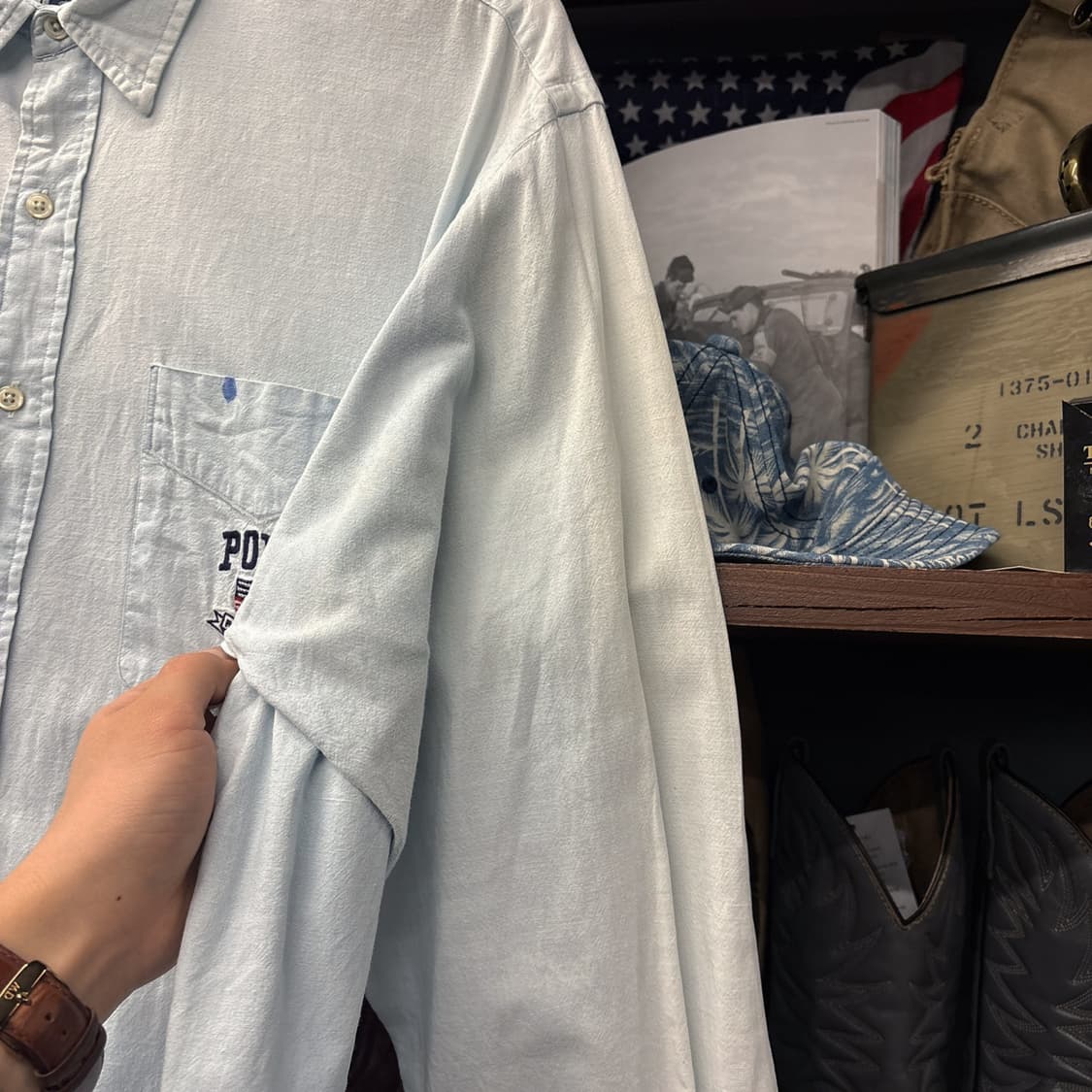 90s 폴로 랄프로렌 Elliot 라인 샴브레이 워크 셔츠 N1007 상품이미지6