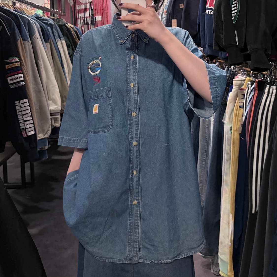 [IM] Carhartt 칼하트 데님 반팔 셔츠 중청 상품이미지2