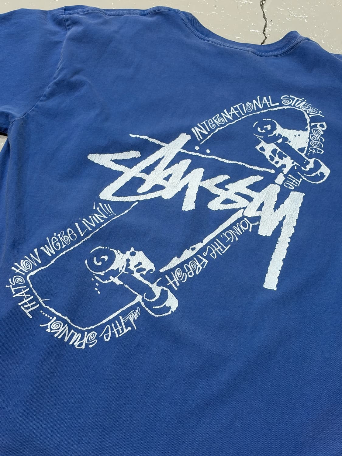스투시(Stussy)스케이트 파시 피그먼트 다이드 블루 반팔 상품이미지2