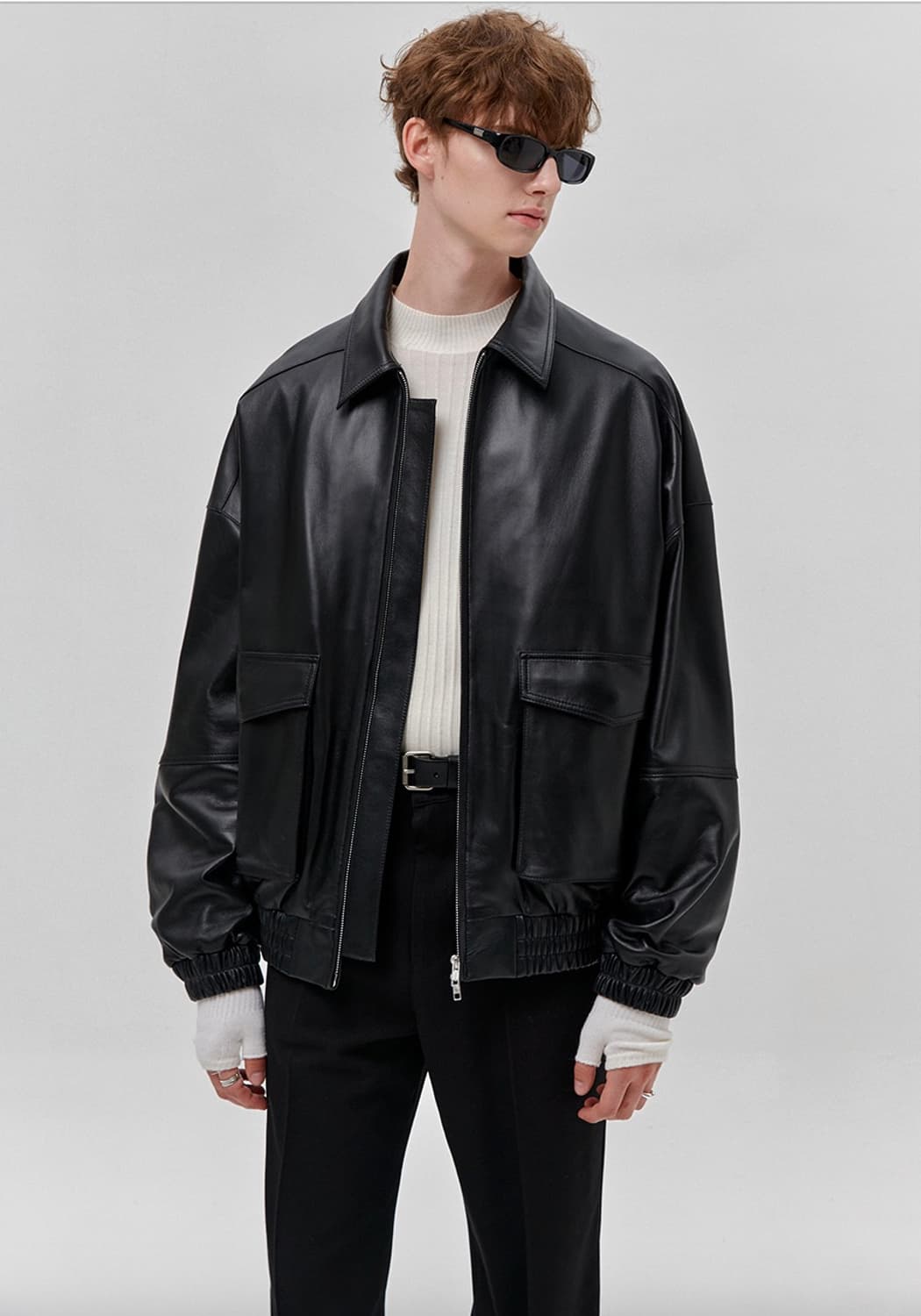 DOFFJASON 도프제이슨 오버핏 램스킨 양가죽 봄버 레더 자켓 상품이미지2