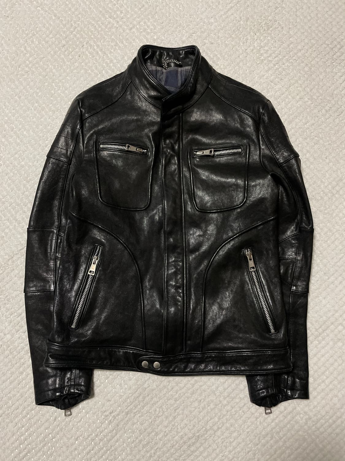 광희시장 웨스턴 무드 램스킨 양가죽 바이커 레더 자켓 상품이미지1