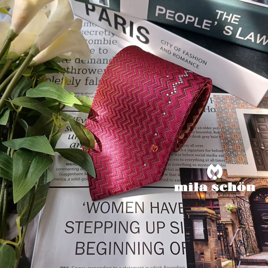 밀라숀 실크 레드 패턴 넥타이 8.6cm S~A+등급 e811
 상품이미지2