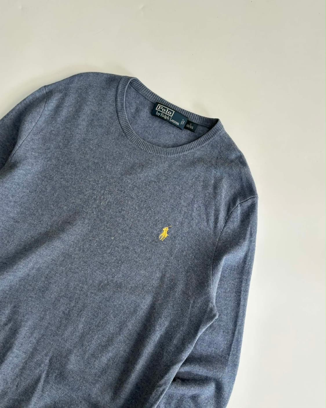 [S] 폴로 랄프로렌 블루 코튼 크루넥 니트 스웨터 상품이미지5