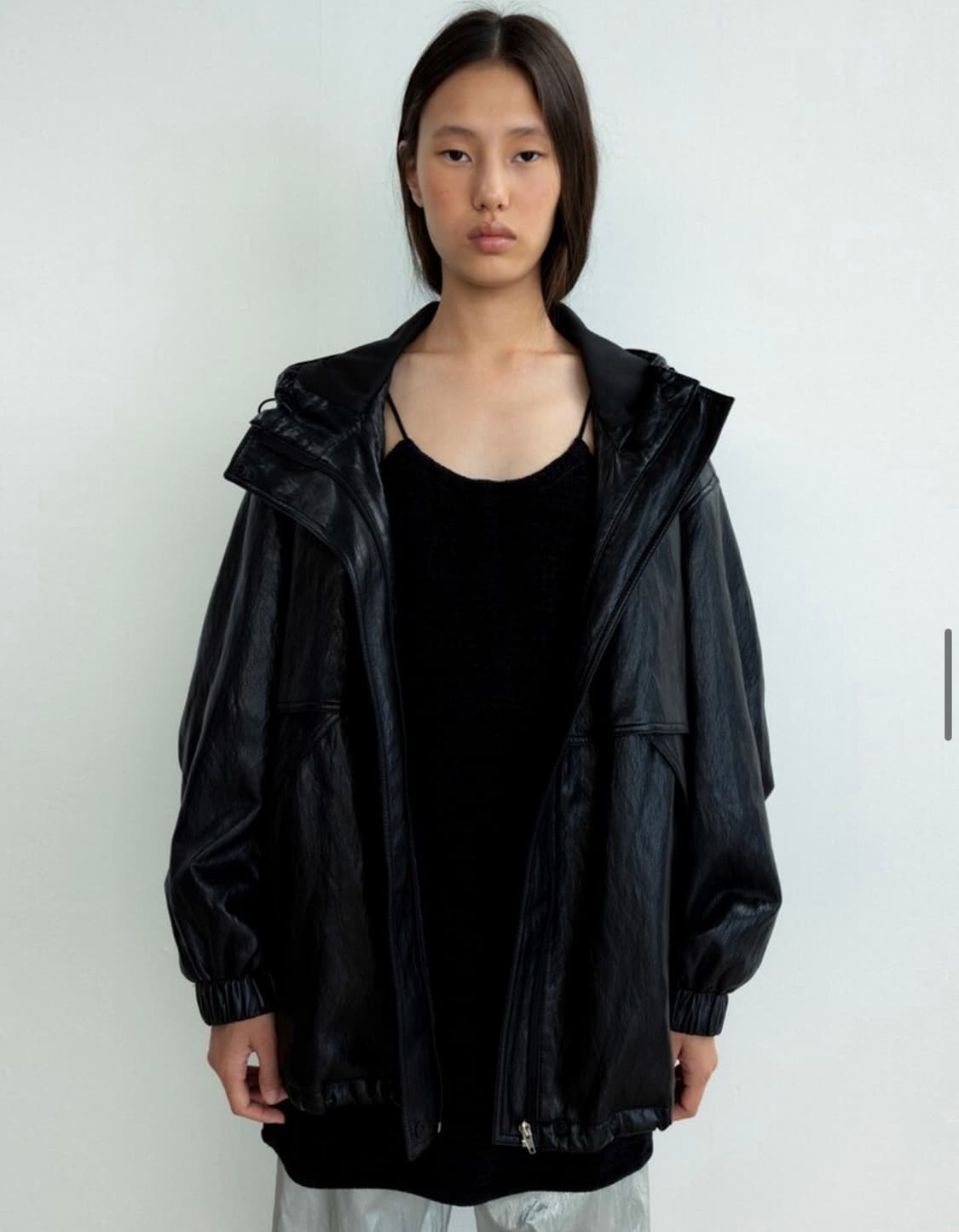 모노하 Leather hooded jumper 모노하 faux 레더 점퍼 상품이미지7