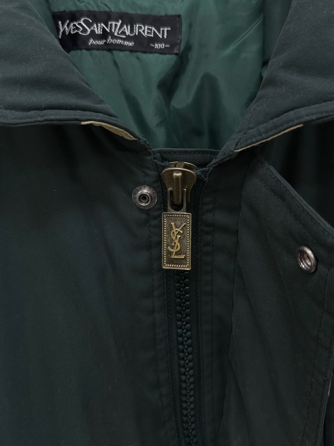 90s YSL 생로랑 구스다운 패딩 다크그린 (L~XL) 상품이미지3