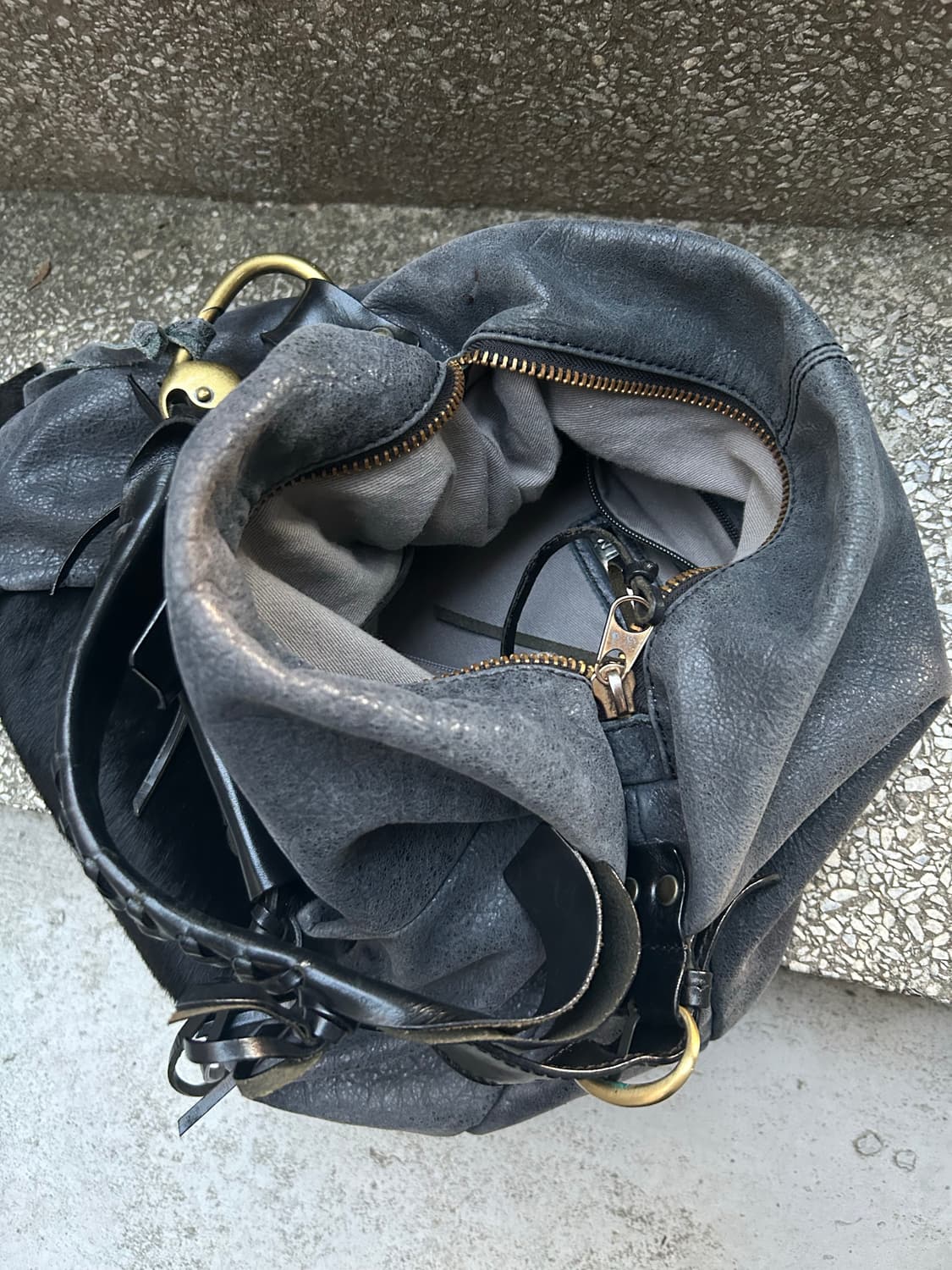 *rare design* 2000s JPN 펑크 레더 디테일 숄더백 상품이미지4