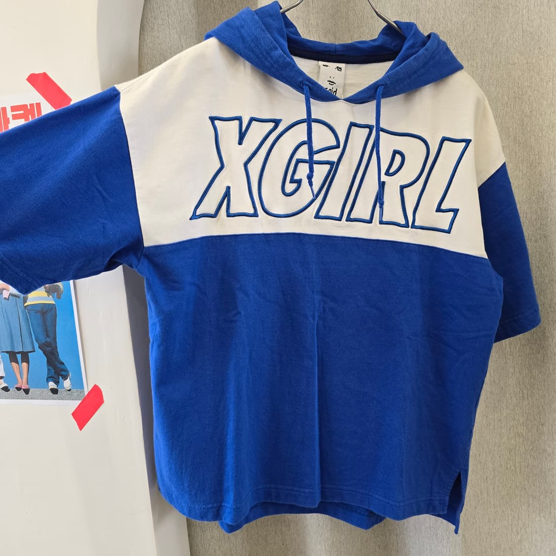 X-girl 엑스걸 로고 투톤 반팔 후드티 상품이미지3