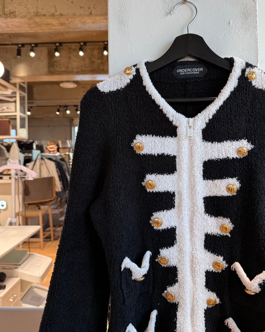 언더커버 준 타카하시 블랙 나폴레옹 플리스 트위드 자켓  상품이미지4