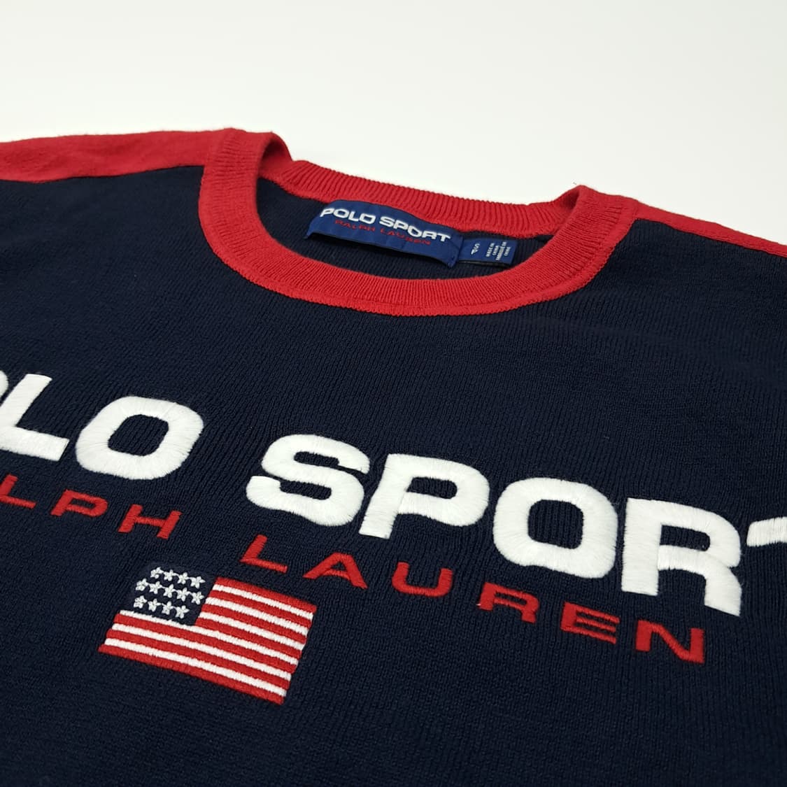 CL030 폴로스포츠 코튼 빅스펠아웃 성조기패치 네이비 니트 스웨터 상품이미지4