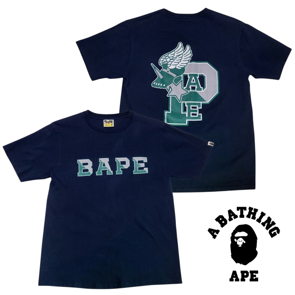 (M) 니고 베이프 BAPE NIGO Made in Japan 컬리지반팔 상품이미지1