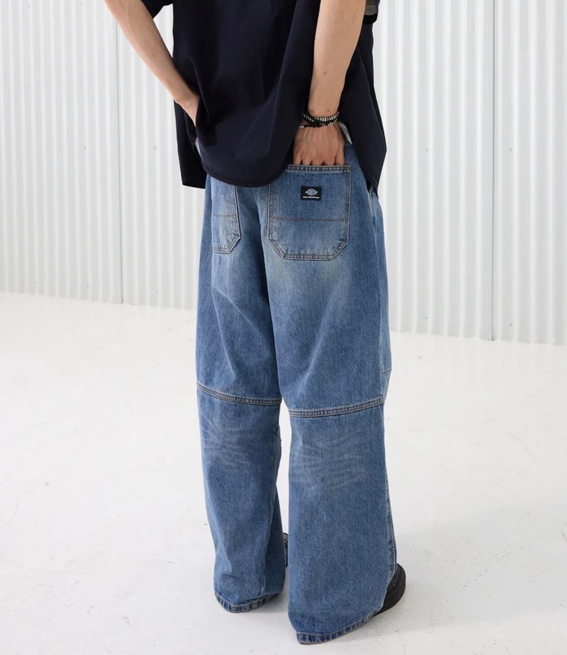 디키즈 x 해칭룸 벨티드 스노우 데님팬츠 청바지 washed blue 상품이미지2