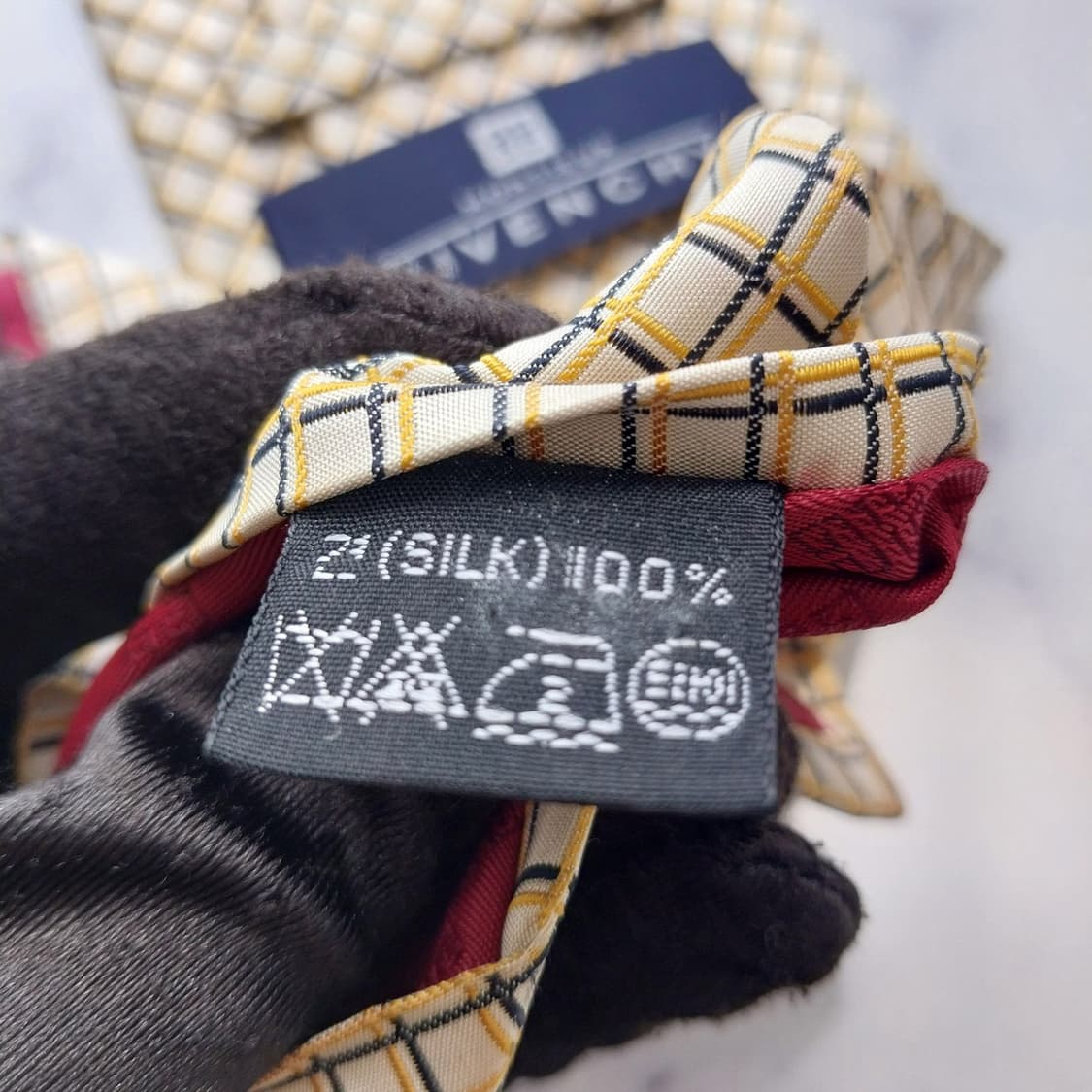 지방시 실크 베이지 체크 패턴 넥타이 10cm B등급 K2491
 상품이미지2