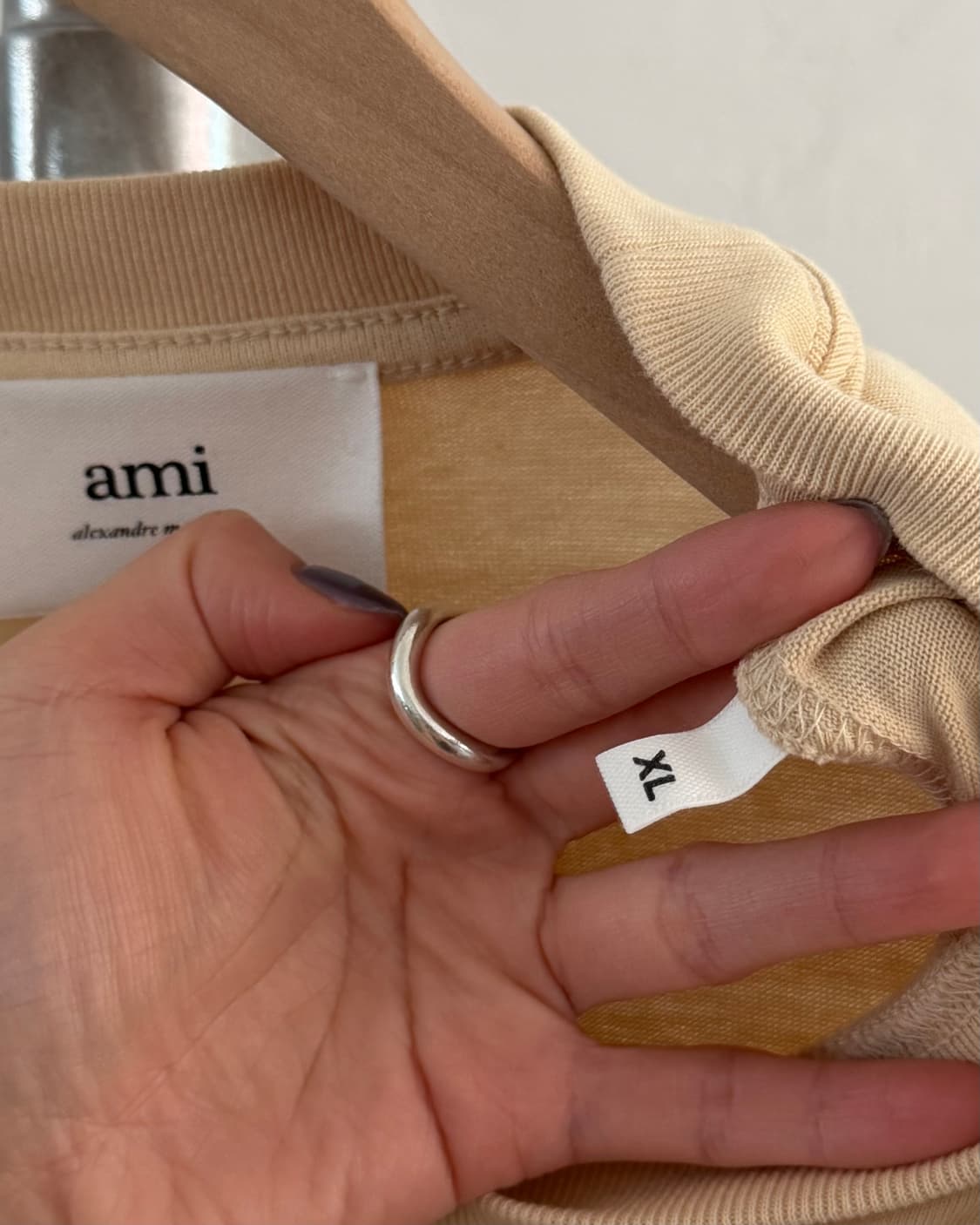 Ami 아미 하트로고 베이지컬러 오버사이즈 티셔츠 상품이미지5