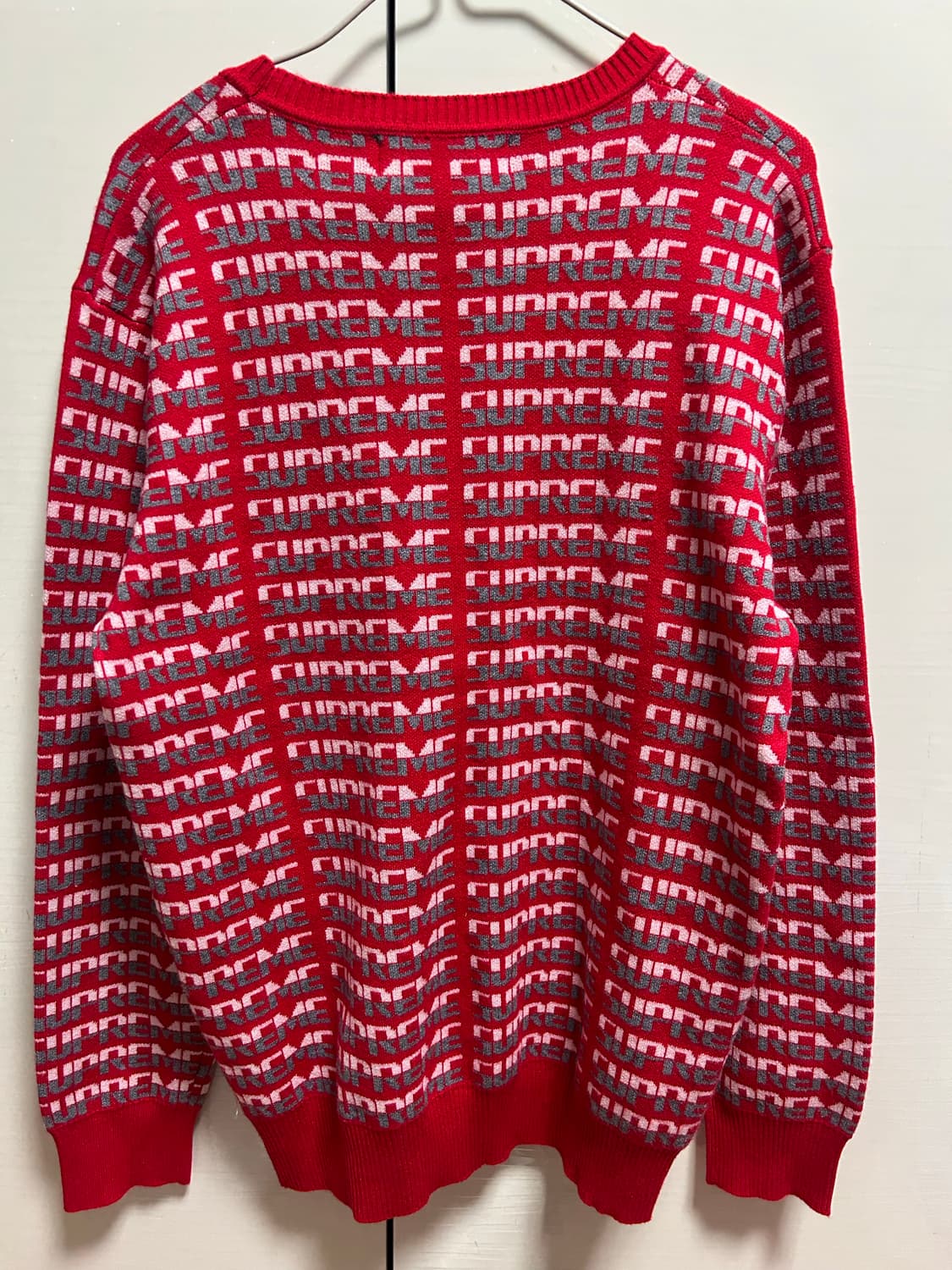 슈프림 로고 패턴 스웨터 레드 XL 상품이미지3