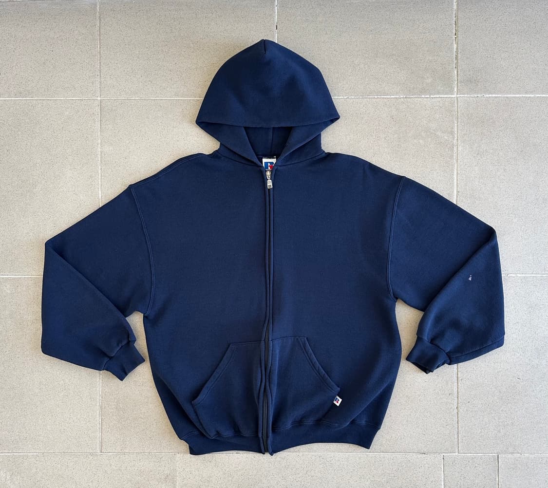 90s 빈티지 러셀 후드집업 네이비 L 상품이미지1