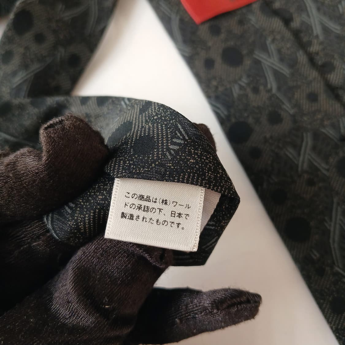 타케오 키쿠치 실크 블랙 패턴 넥타이 9.3cm A+등급 A19641 상품이미지9