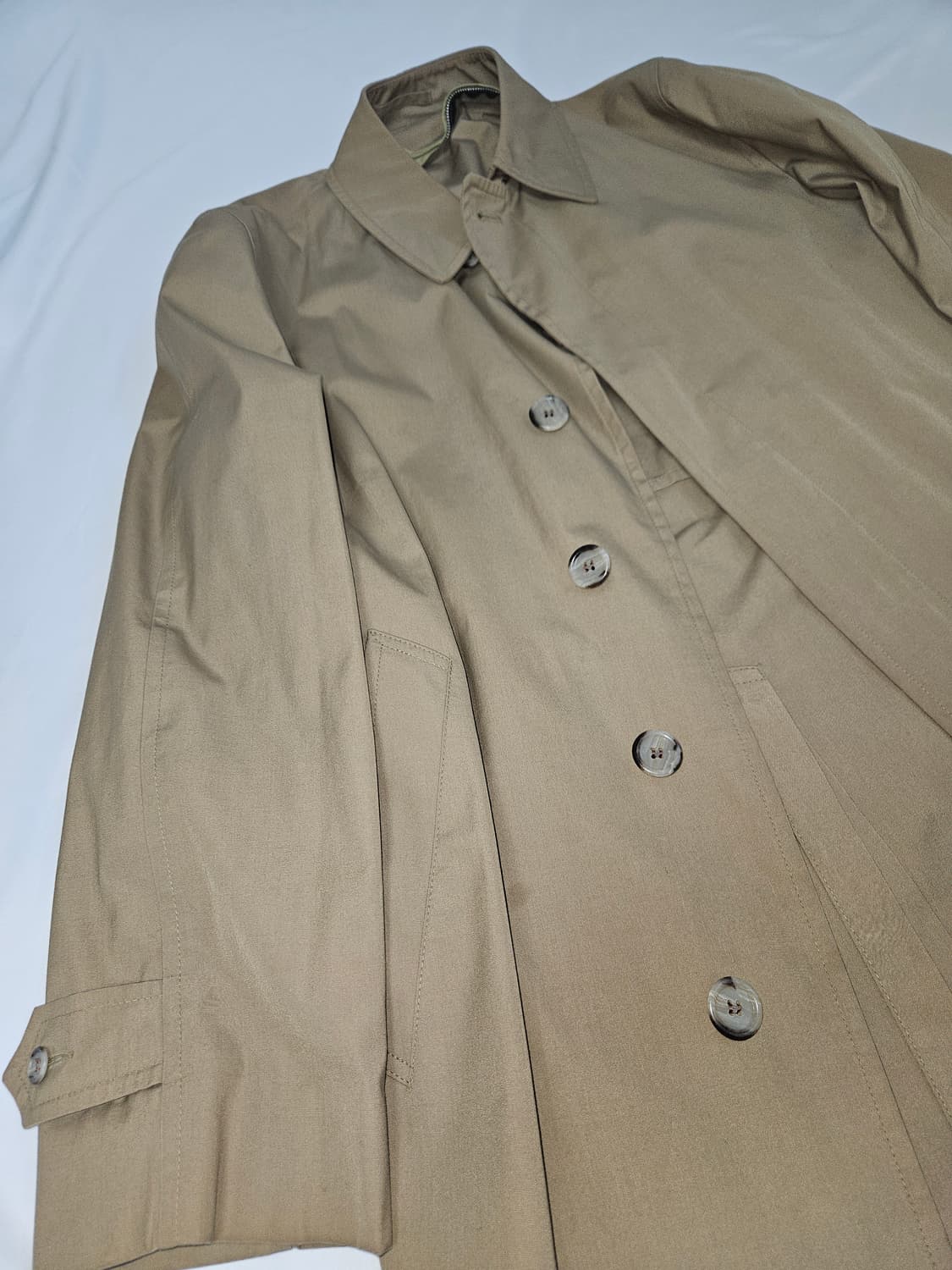 런던포그 히든버튼 싱글 트렌치코트 빈티지 베이지 국내 M 상품이미지3