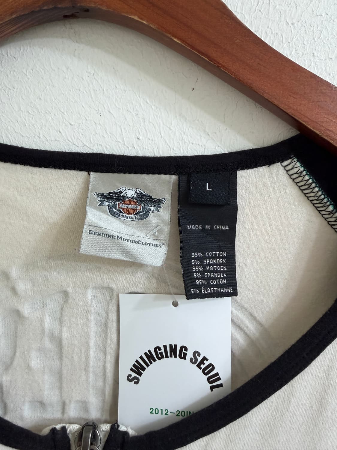 (상의 세트) 할리데이비슨 컬러 배색 반집업 반팔 + 그린 레이스 나시 상품이미지6