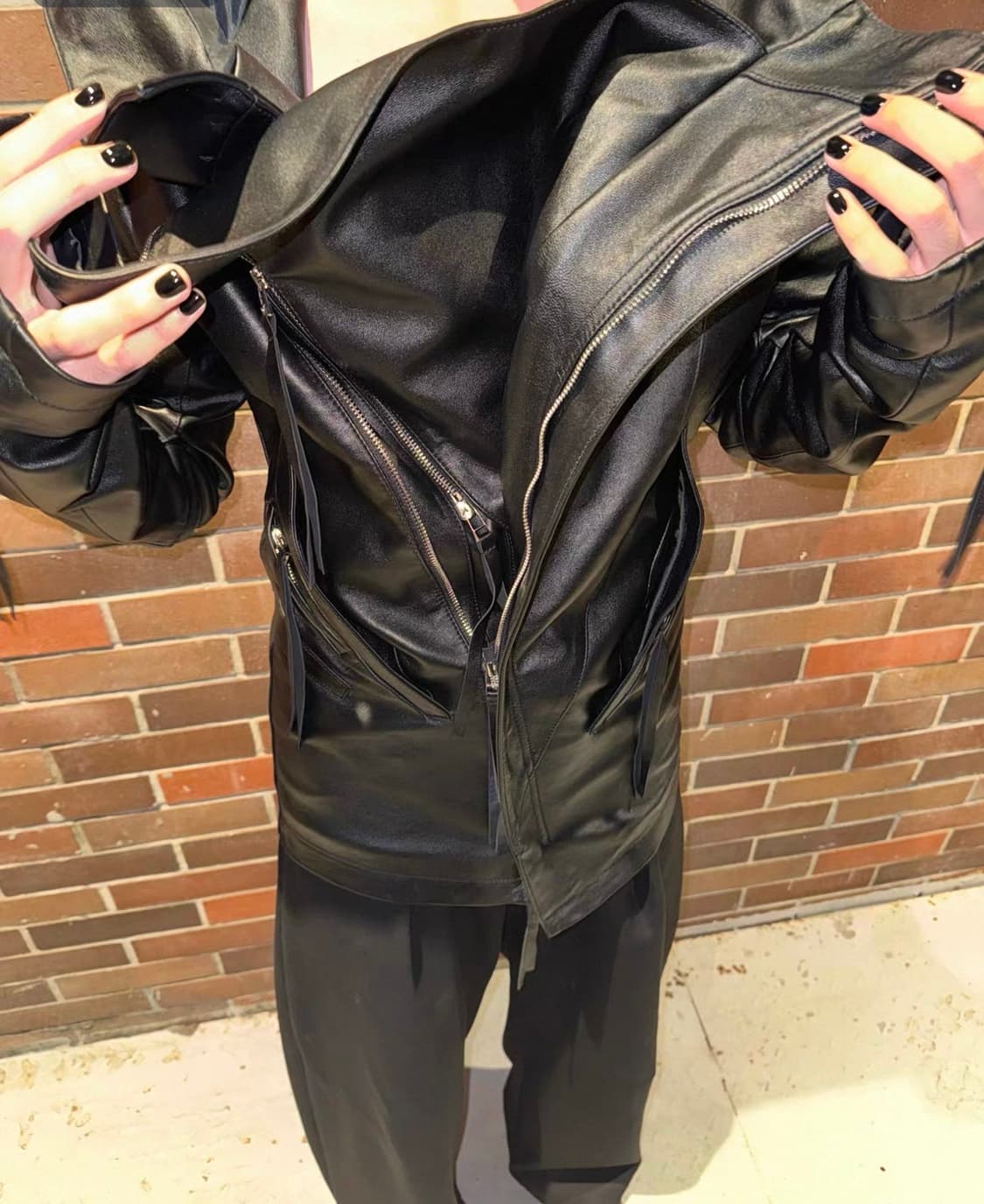 leather hooded jacket 상품이미지2