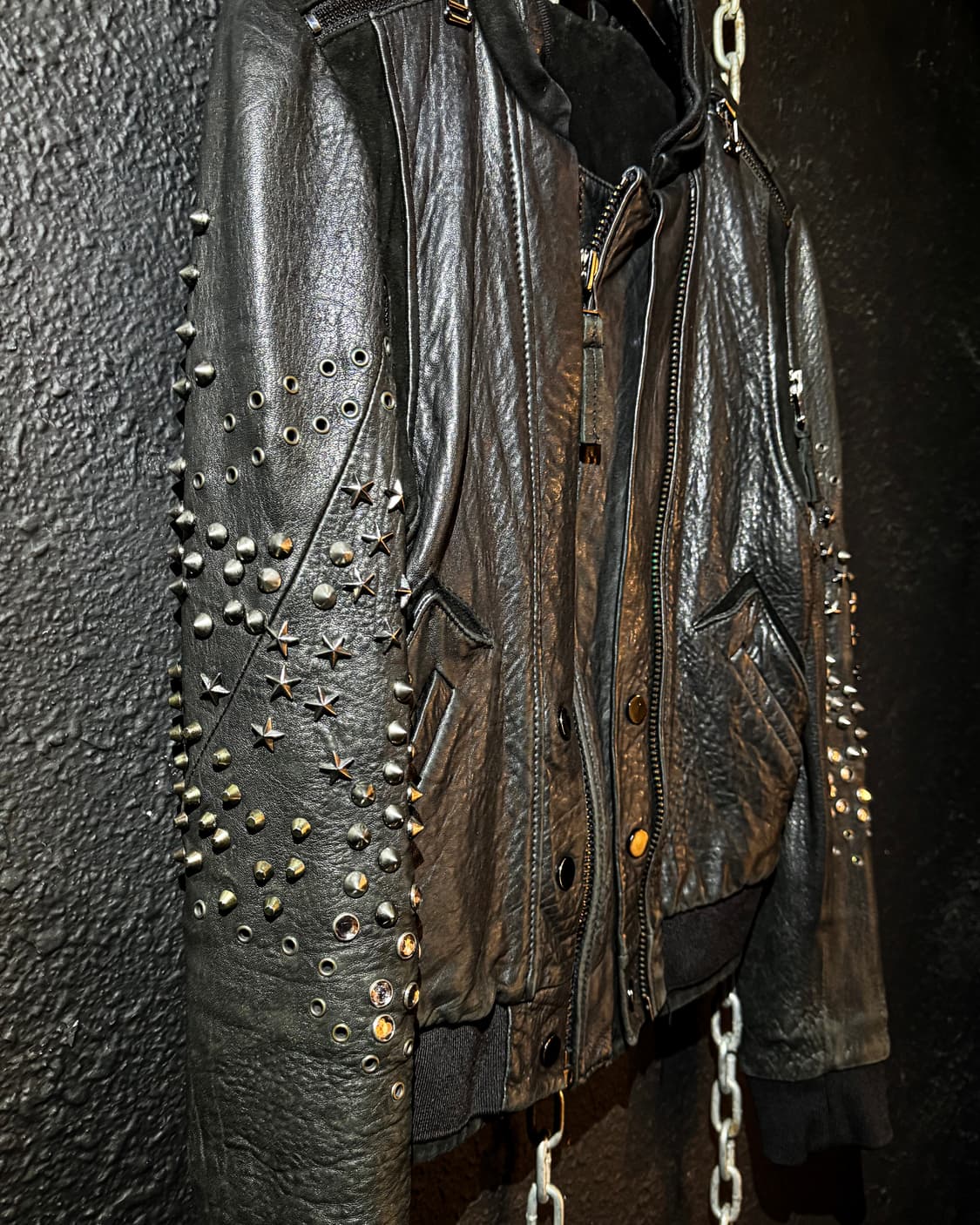 Black Studded Leather Bomber 상품이미지6