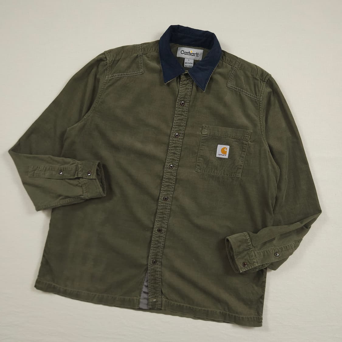 L(100) 칼하트 리워크 코듀로이셔츠 빈티지카키 상품이미지2