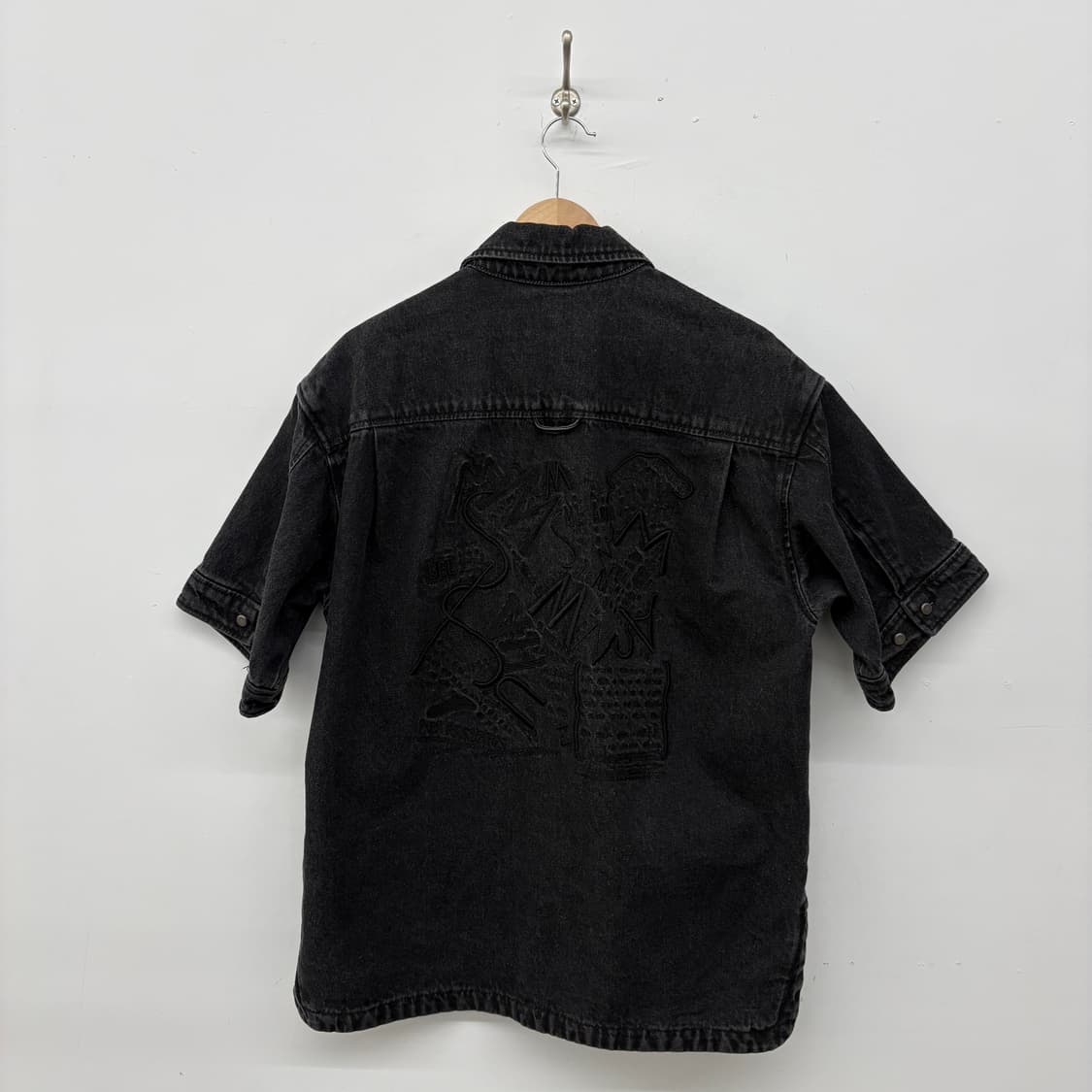 ZIOSONGZIO 블랙 데님 반팔 셔츠 남성 L 상품이미지7