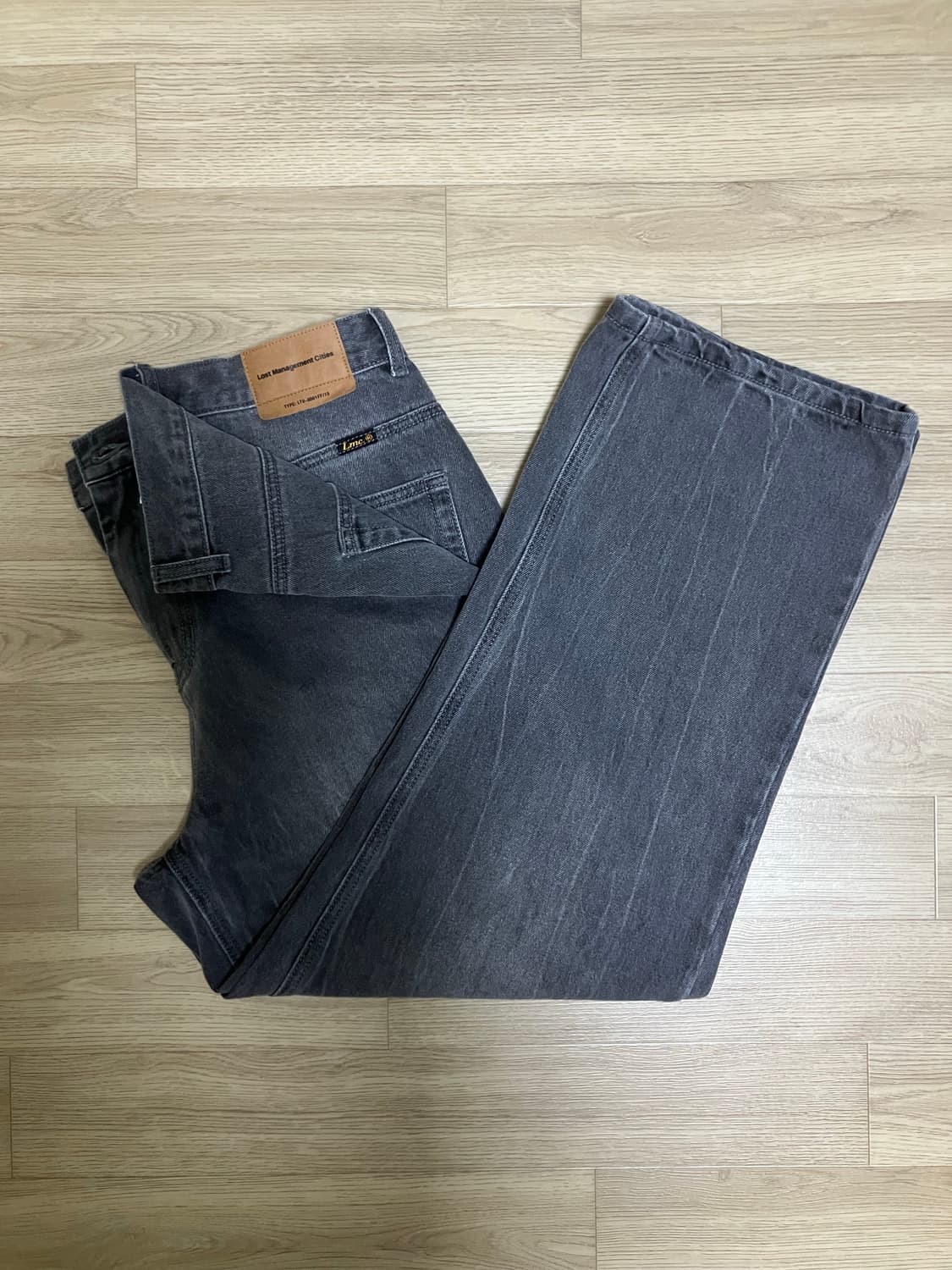 [S] WASHED STITCH DENIM WIDE JEAN gray 상품이미지1