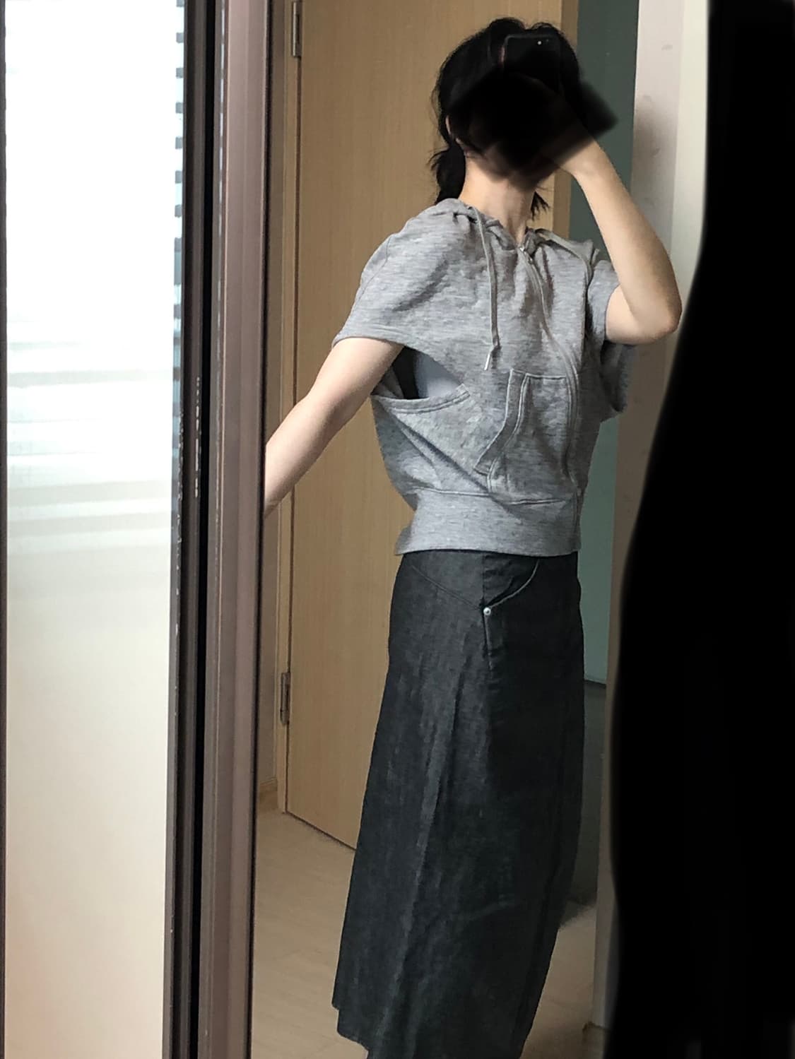 M 유니클로 릭오웬스 어반스웨트 판초 반팔 후드 집업 상품이미지2