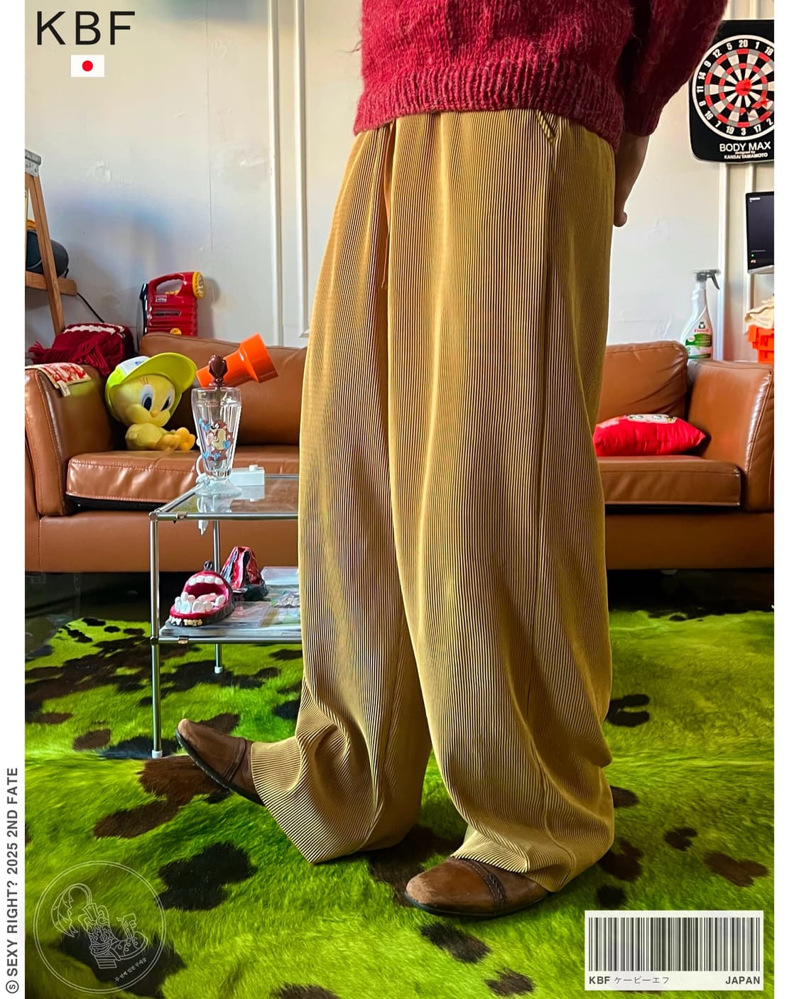KBF ケービーエフ Wide Mustard Pleats Trouser 상품이미지1