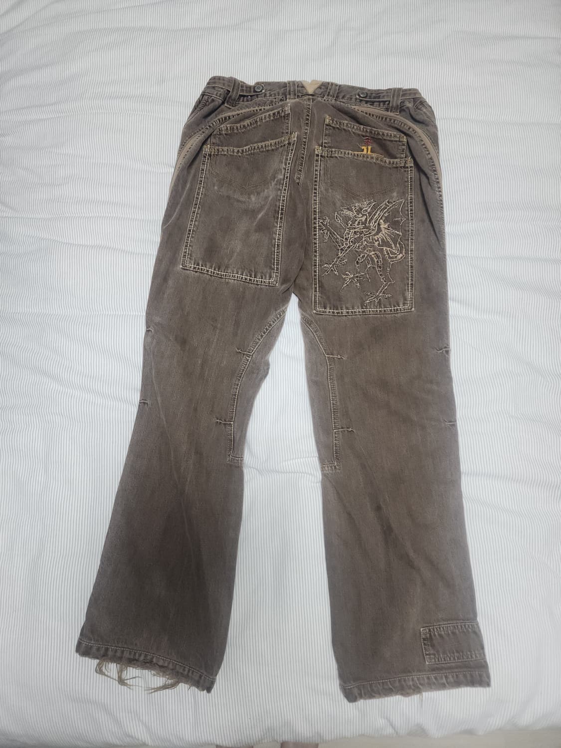 brown dragon embroidery denim 상품이미지2