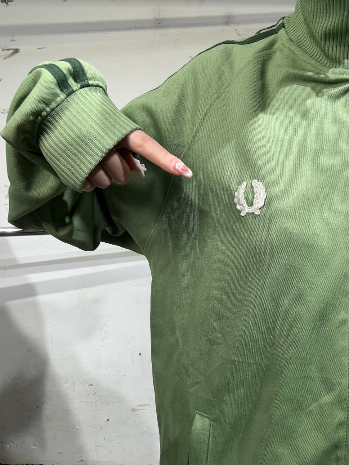 프레드페리 사이드 라인 말차 녹차 그린 오버핏 트랙탑 져지 S 상품이미지4