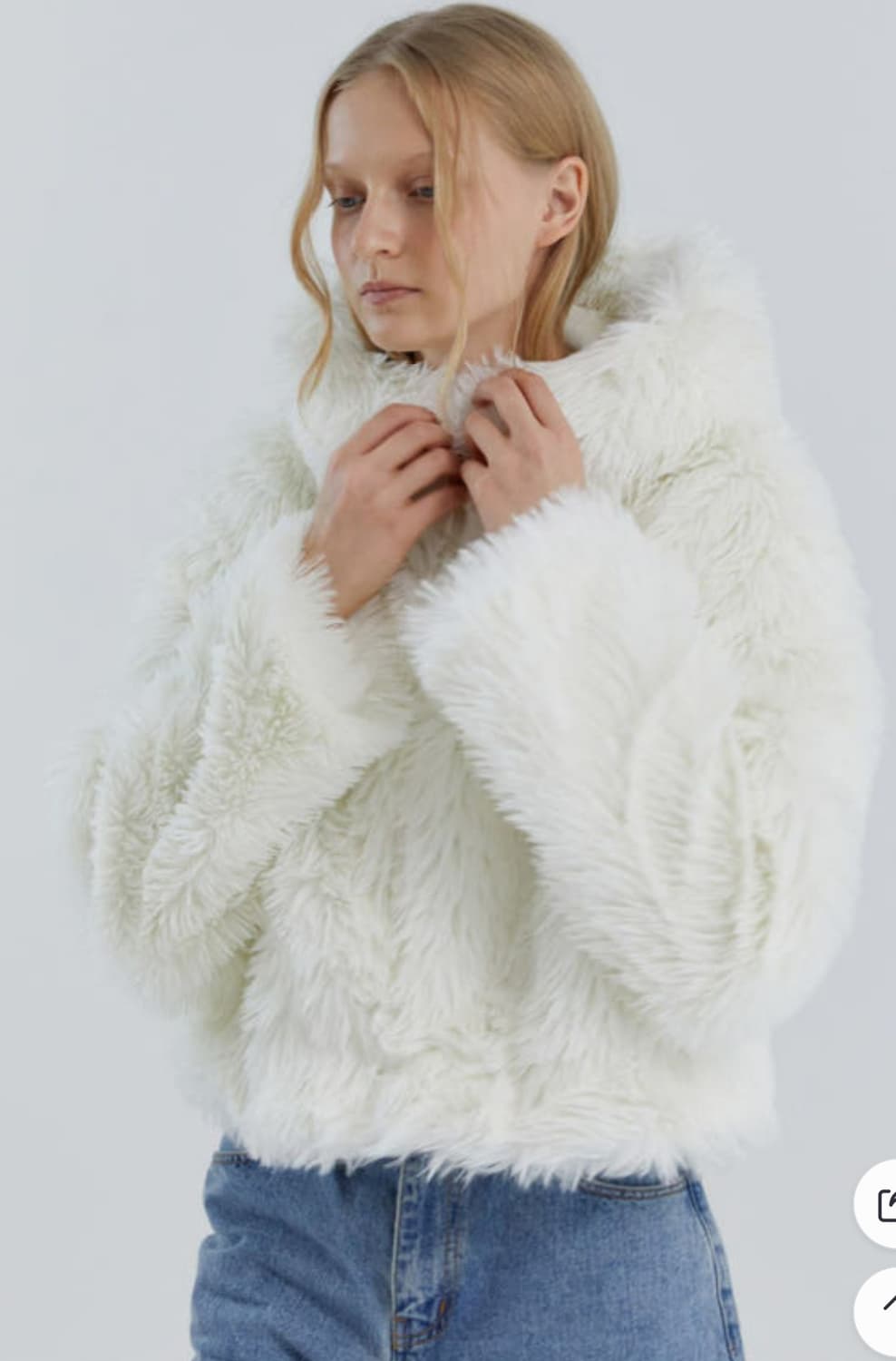 몰리올리 코멜리 퍼 후드 크롭 자켓 아이보리 상품이미지3