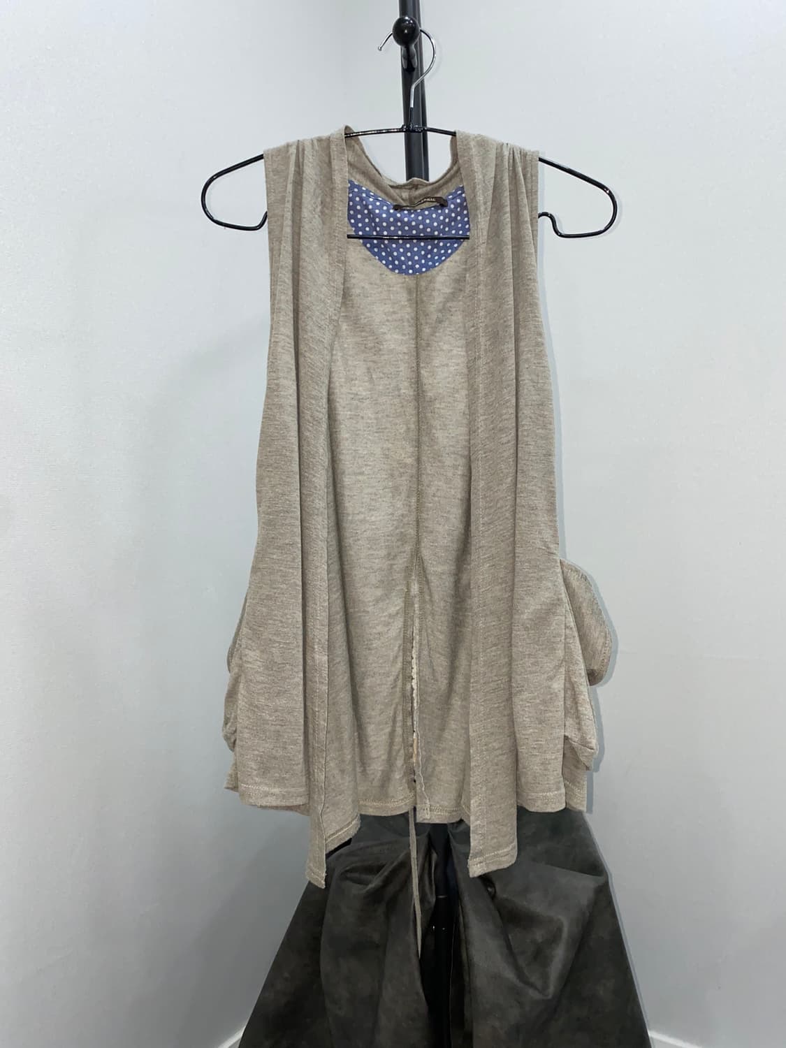 Grunge Hooded Drape Open Vest 상품이미지4
