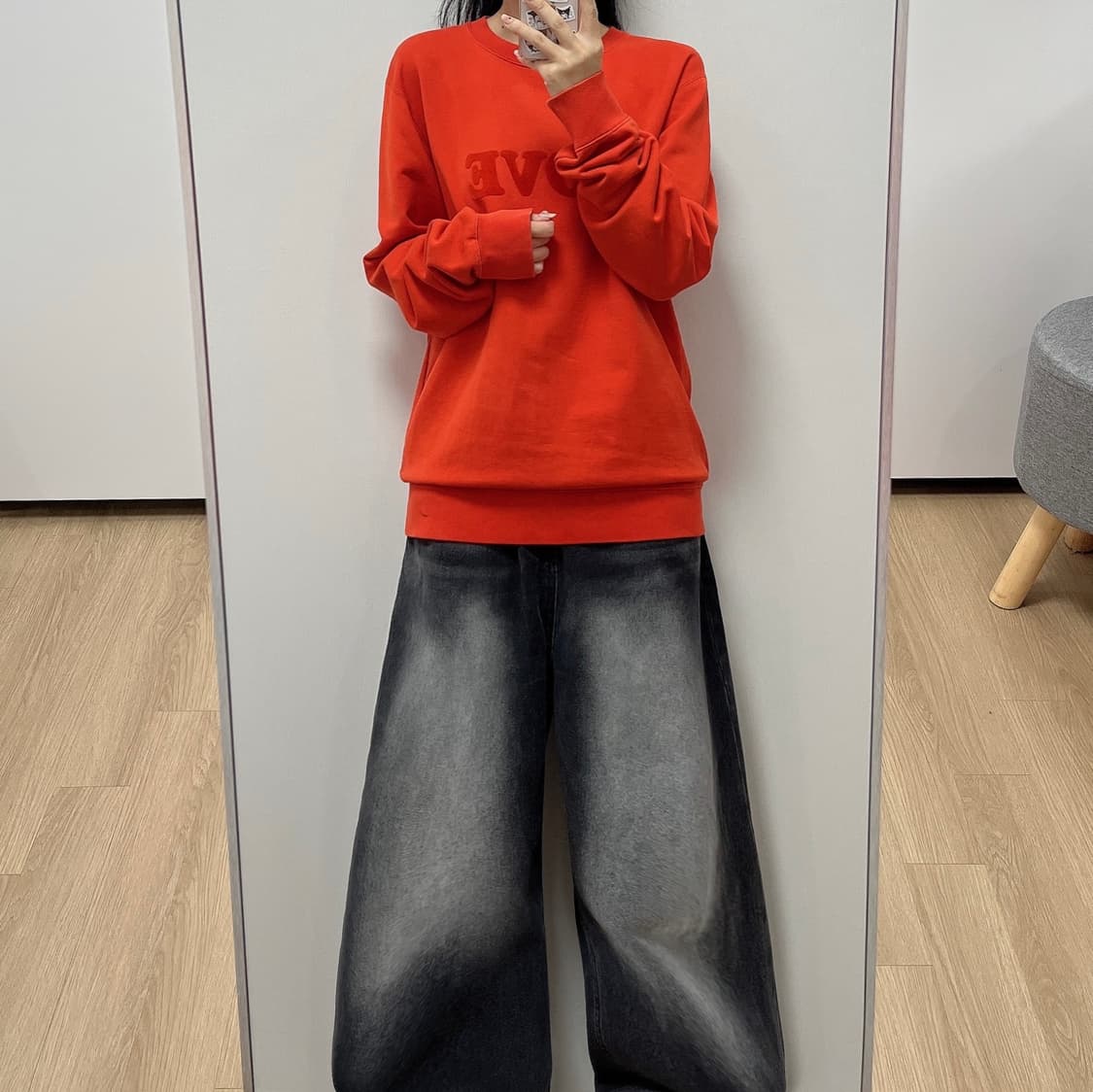 산드로 러브 크루 풀오버 오렌지 맨투맨 상품이미지1