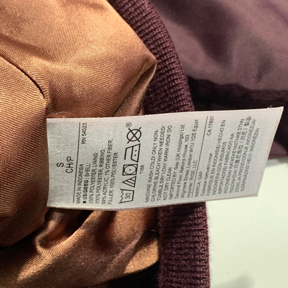 갭 버건디 ma-1 항공점퍼   상품이미지4