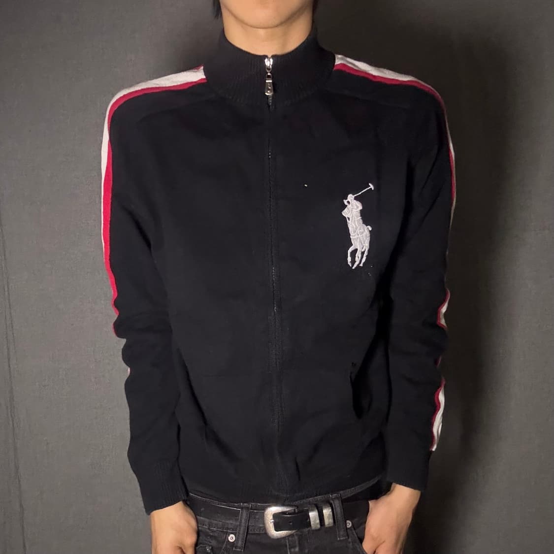 폴로 빅포니 니트집업 블랙 XL 상품이미지3