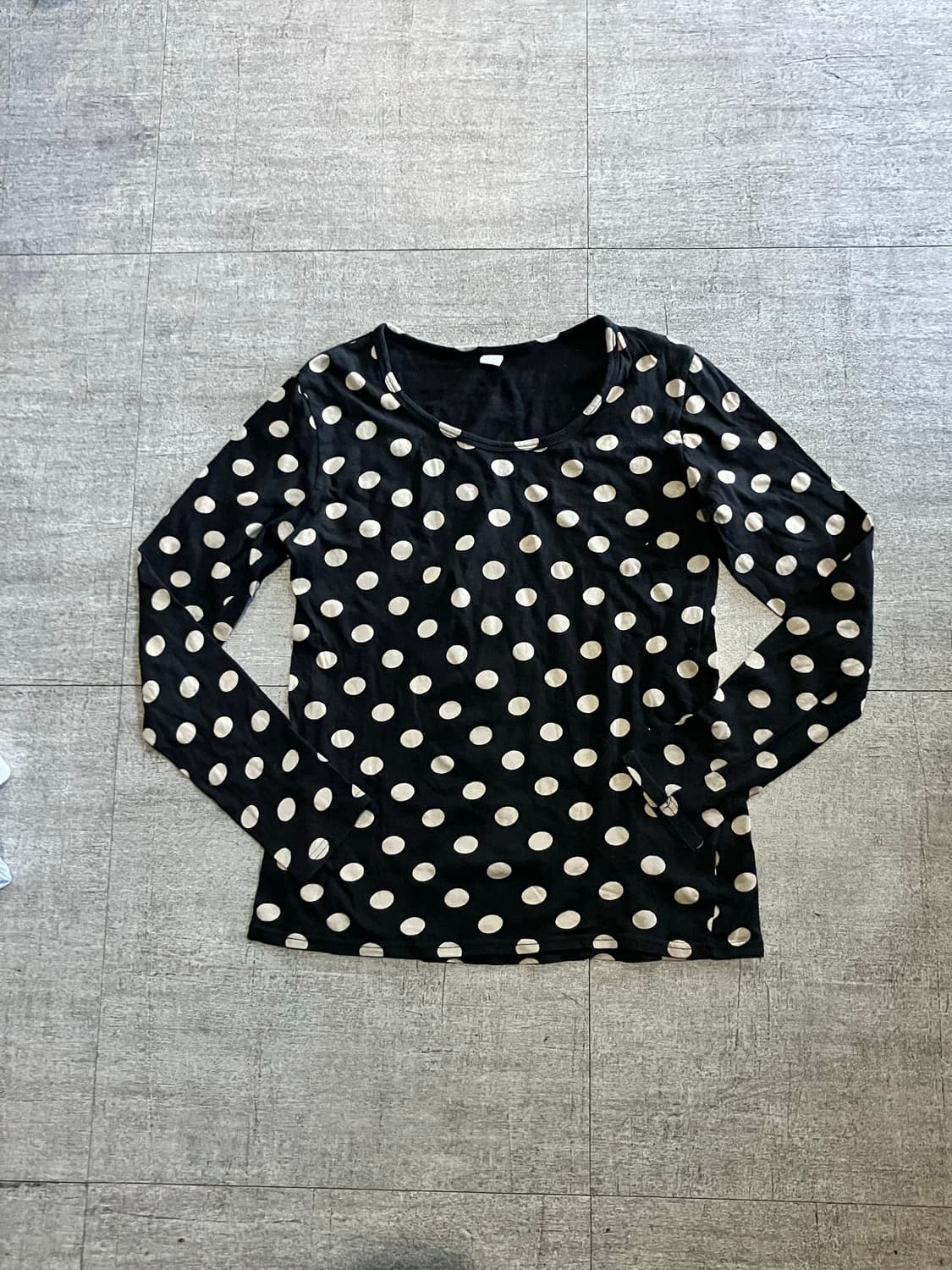 일본빈티지 Hous 하구미모리걸 라떼랴구 도트땡땡이 긴팔티셔츠 상품이미지1